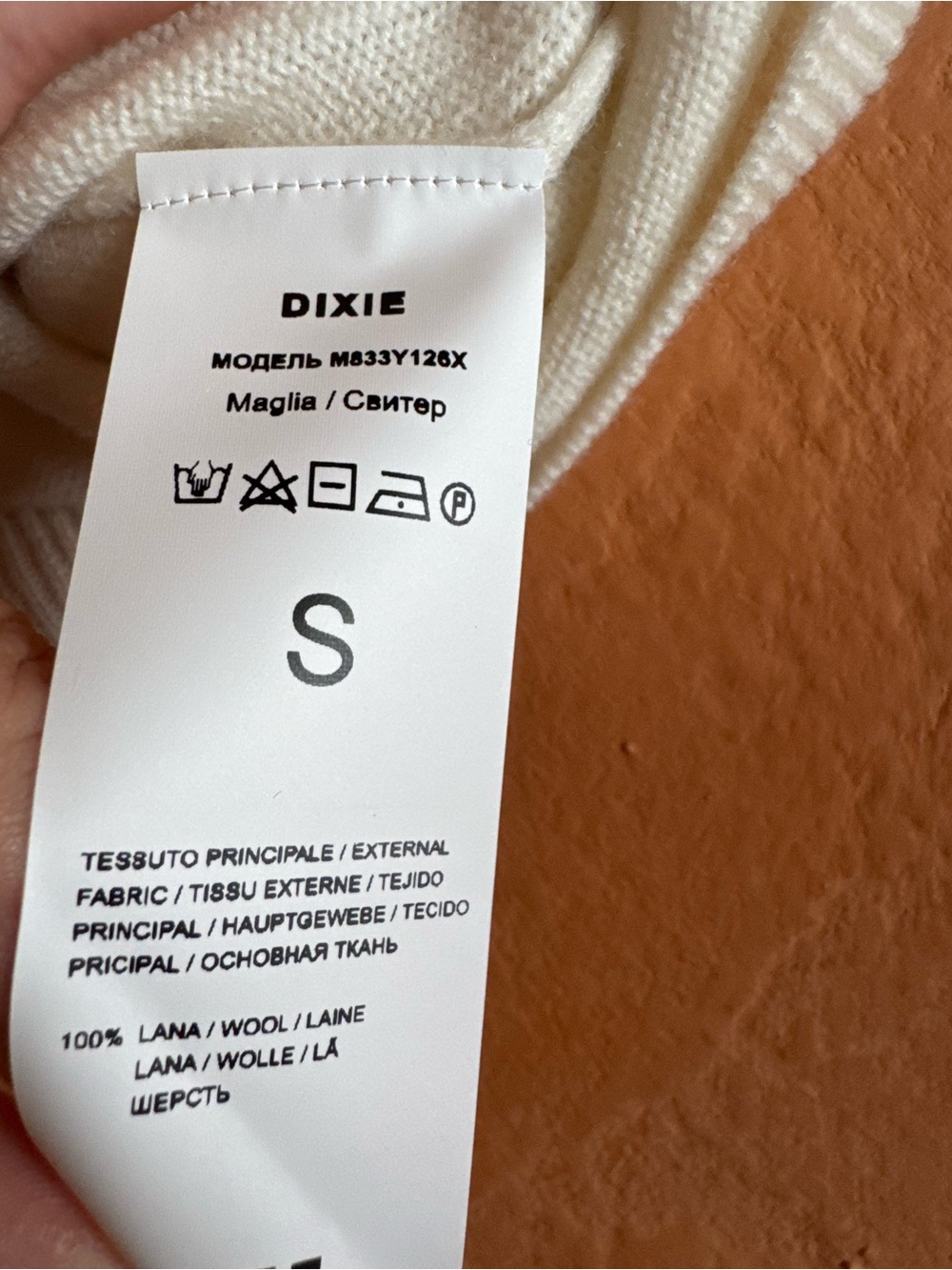 Dixie Italy 100% Wool Off White Polo Sweater Size S - Picture 5 of 8